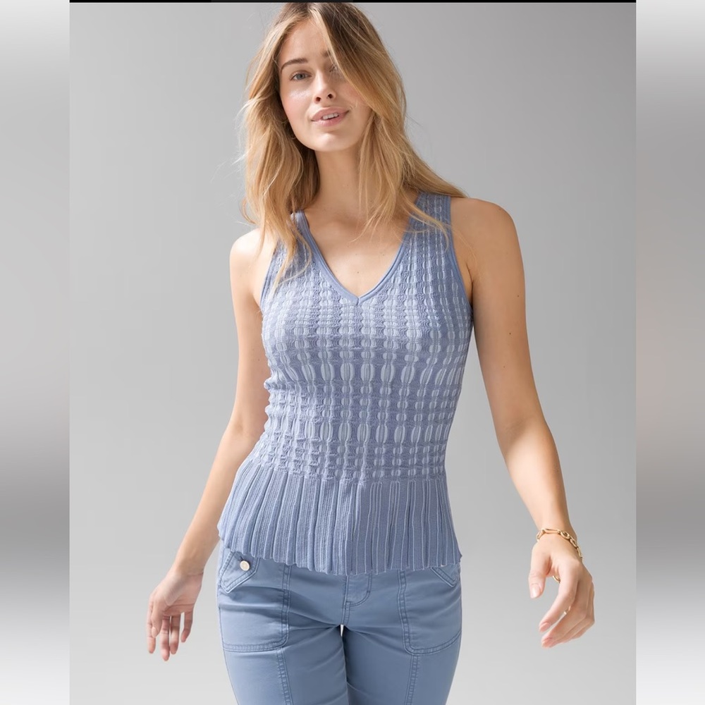WHBM Sleeveless Mixed Stitch Peplum Top